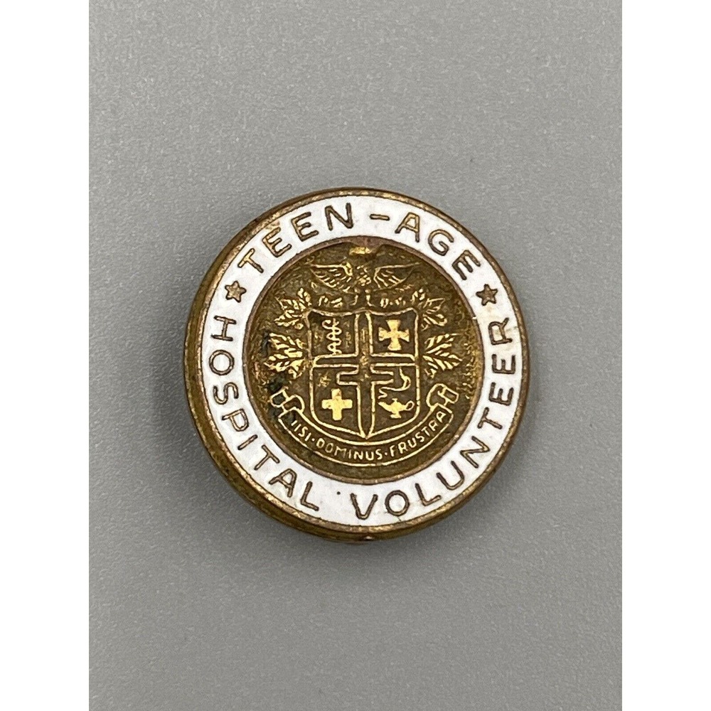 Vintage Teen-Age Hospital Volunteer Round Lapel Pin Brooch